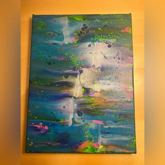 Abstract Blue and Green Canvas Art - Picture 2 of 4